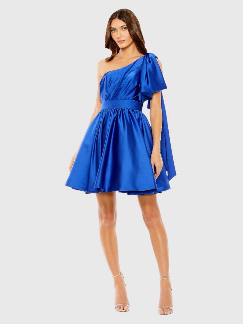 #77 Mac Duggal One-Shoulder Cobalt Blue Satin Party Dress #20690